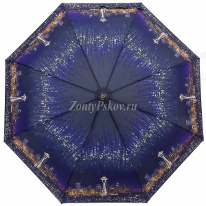 Зонт женский Три Слона синего цвета, полуавтомат, 3 сл.,арт.881А-16